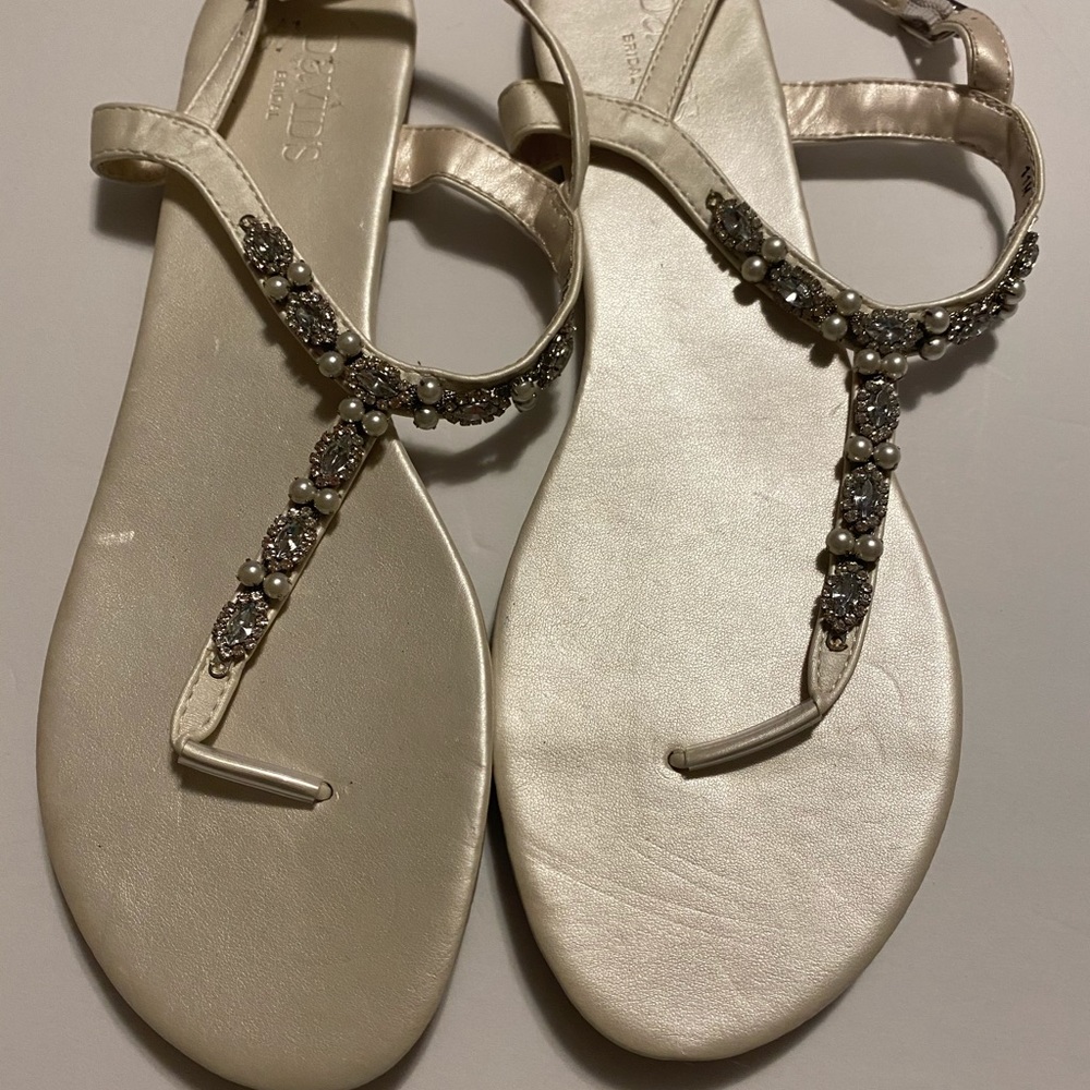 💜 David’s Bridal Weddings crystal thong Sandals